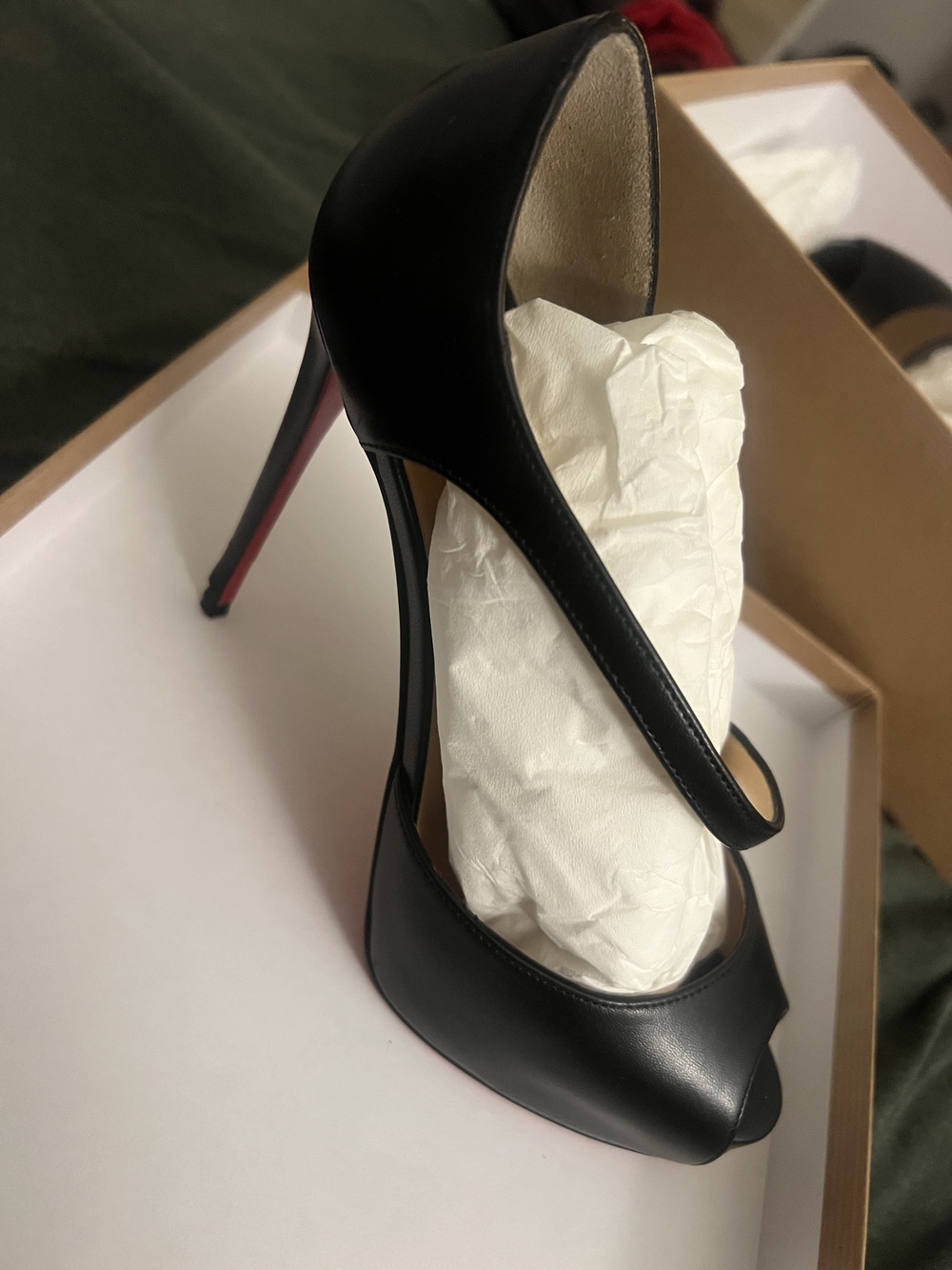 Black Peep-Toe Stiletto Heels - Designer Style